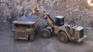 Caterpillar 992G Wheel Loader Loading Caterpillar 777C Dumpers - Sotiriadis/Labrianidis Mining Works