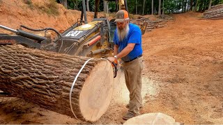 Sawing a 300 year old Hickory.                                It's older than America 🇺🇸