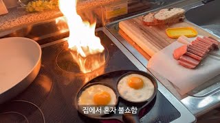 아침 몸무게 | 6:00 기상 | 식욕이 만든 아침형 인간 | 자취 브이로그 | 아이스크림 한통, 쿠키들, 스팸비빔밥