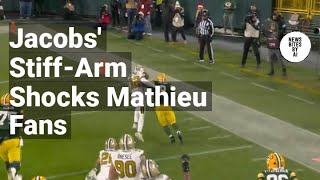 Josh Jacobs Stiff-Arms Tyrann Mathieu Out of Bounds: NFL Highlight