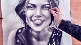 How to Paint a face (speed drawing) drawing (realism) malen vom Foto zeichnen dry brush