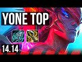 YONE vs DARIUS (TOP) | 6/2/8, 700+ games | EUW Master | 14.14