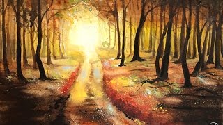 Watercolor Forest Sunrise Painting Demonstration