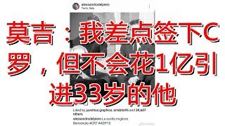 莫吉：我差点签下C罗，但不会花1亿引进33岁的他