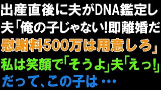 【スカっとする話】出産直後に夫がDNA鑑定し、夫「俺の子じゃない!即離婚だ。慰謝料500万は用意しろ」私は笑顔で「そうよ」夫「えっ!」だってこの子は