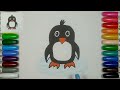 儿童简笔画 小企鹅 每天一幅简笔画98 零基础学画画 painting and coloring penguin