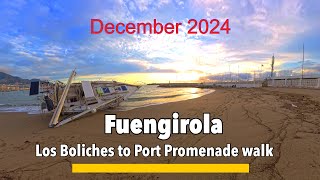 Fuengirola🇪🇸Los Boliches to Fuengirola Port Walk – December  2024 Coastal Stroll