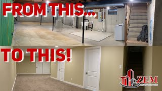 Basement Finishing From Scratch, Remodel Time Lapse