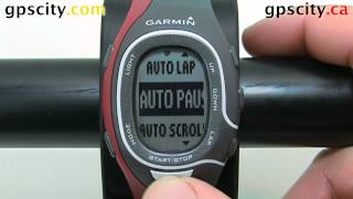 Setting the Auto Lap Feature in Running Mode on the Garmin Forerunner 60.