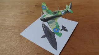 How I Draw a 3D Spitfire - Airplane Flight Illusion