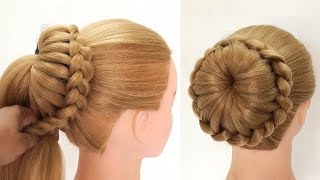 brilliant bun hairstyle for bridel || hairstyle for women|| wedding hairstyle @KhushbuStyle