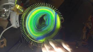 Knitting a sock on the Erlbacher Gearhart Speedster circular sock knitting machine