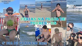 FÉRIAS NA PRAIA DE TORRES- RS-4° DIA DE PRAIA-PULEI ONDA GRANDE-SURFEI-MAR LINDO-ÁGUA DE COCO-PICOLÉ