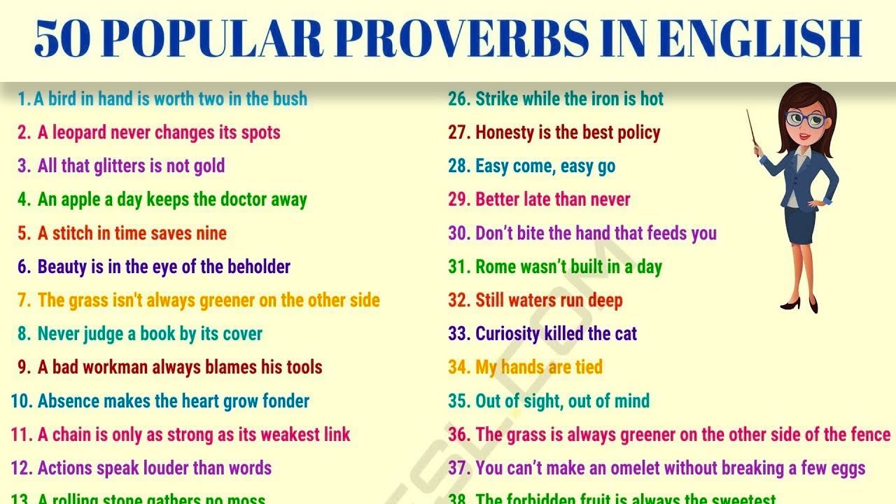 50 Of The Most Common Proverbs In The English Language - YouTube