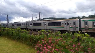 【2019/06/16】E721系+701系+701系 桑折駅付近通過(警笛あり)