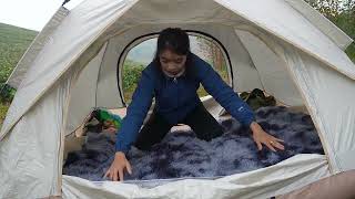 SOLO OVERNIGHT CAMPING IN THE RAIN - RELAXING IN THE TENT WITH THE SATISFYING SOUND OF NATURE - ASMR