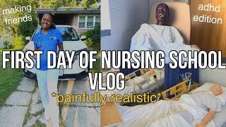 my FIRST day of NURSING SCHOOL vlog | realistic + overwhelmed | first semester clinical | 2021