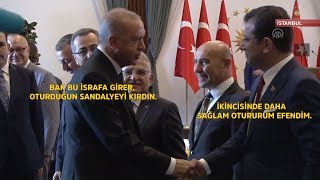 Ekrem İmamoğlu'nun sandalyesi kırılınca Cumhurbaşkanı Erdoğan ne dedi,  İmamoğlu ne cevap verdi?