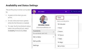 Webex availability settings.