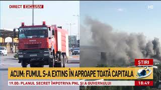 Incendiu puternic în zona de sud a Capitalei: Se intervine cu 16 autospeciale şi trei autoscări