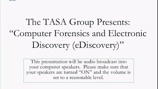 Computer Forensics and Electronic Discovery eDiscovery