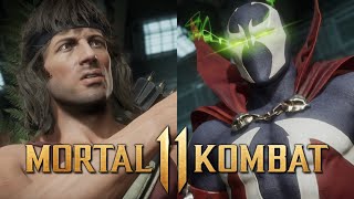 Mortal Kombat 11 - All Rambo VS Spawn Intro Dialogue!