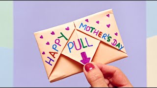 How To Make Surprise Message Card For Mother's Day | Pull Tab Origami Envelope Card | Card For Mom