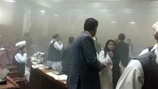 Video Inside Afghan Parliament as Taliban Bomb Explodes
