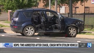 KDPS: Two arrested after chase, crash with stolen vehicle