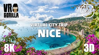 Nice, France Guided Tour in 360 VR (short) - Virtual City Trip - 8K Stereoscopic 360 Video