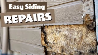 Water damaged siding repairs.  Fixing TruWood Siding.