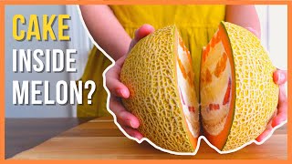 AMAZING Fruit Cake Inside The Melon - Melon Cake Recipe