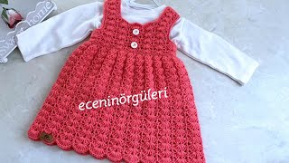 🌺Crochet Gorgeous Baby Dress Pattern/Tığ işi Muhteşem Bebek Elbise/Tığişi Kolay Bebek Elbisesi/1 Yaş