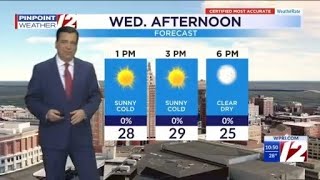 Dry Wednesday. Snow, Ice Rain Thursday