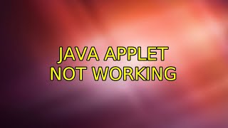 Ubuntu: Java Applet not working