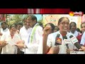 contract employees protest at eluru fire station center sakshi tv