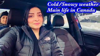 Cold/Snowy weather main hamari life in Canada | Road conditions and pizza night | Our life in Canada