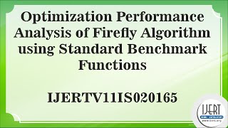 Optimization Performance Analysis of Firefly Algorithm using Standard Benchmark Functions