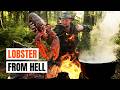 I found a Lobster in the forest and cooked over a fire - ASMR Outdoor cooking