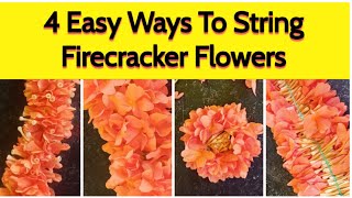 For Beginners - How to make Kanakambaram garland | 4 simple methods to string firecracker flowers