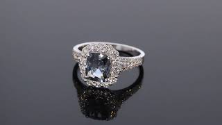 Gray Spinel Engagement Ring with Diamond Halo - Stunning!