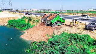 Wonderful show start new project LANDFill by Technique skill using Dozer KOMATSU D31A Pushing Soil