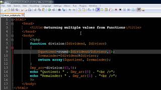 PHP & MySQL Tutorial 37 Returning Multiple Values From Functions YouTube