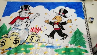 Mr. Monopoly Meets Scary Snowman Pop Art By Mike Mozart