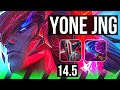 YONE vs BEL'VETH (JNG) | 14/1/10, 600+ games, Legendary | NA Grandmaster | 14.5