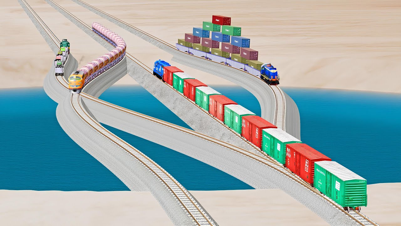 Impossible Rail Crossing Tracks Vs Trains Beamng Drive Youtube