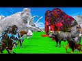 Giant Woolly Mammoth Attacks Dinosaur Chase Cow Cartoon Buffalo Gorilla Saved By Woolly Mammoth Elep