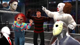Jason Vs Slenderman Vs Chucky Vs Freddy Krueger Backstage Brawl Match