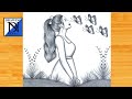 How to draw a Girl with Butterflies -Pencil sketch || Drawing easy for beginner || Girl drawing