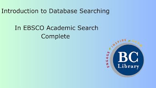 Database Searching with EBSCO